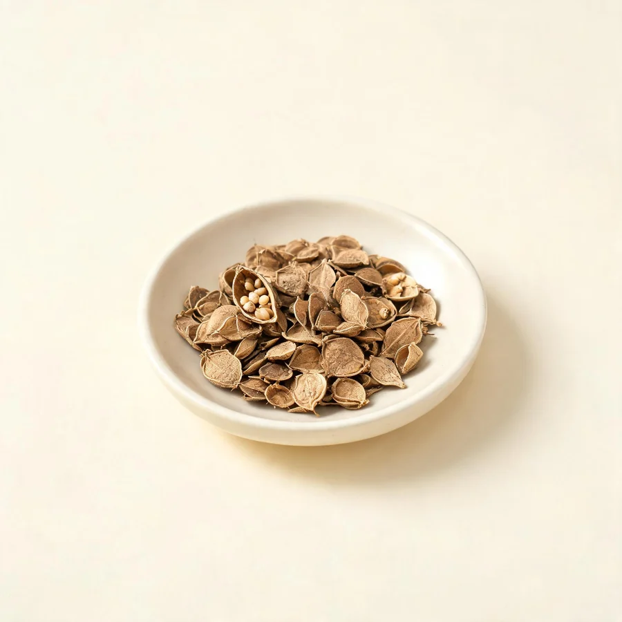 Dried Di Fu Zi ripe fruit arranged in a shallow bowl