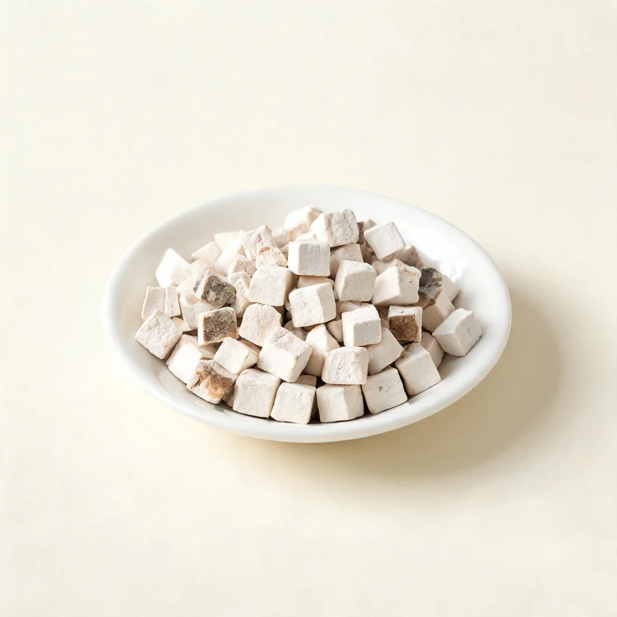 Dried Fu Ling sclerotium arranged in a shallow bowl