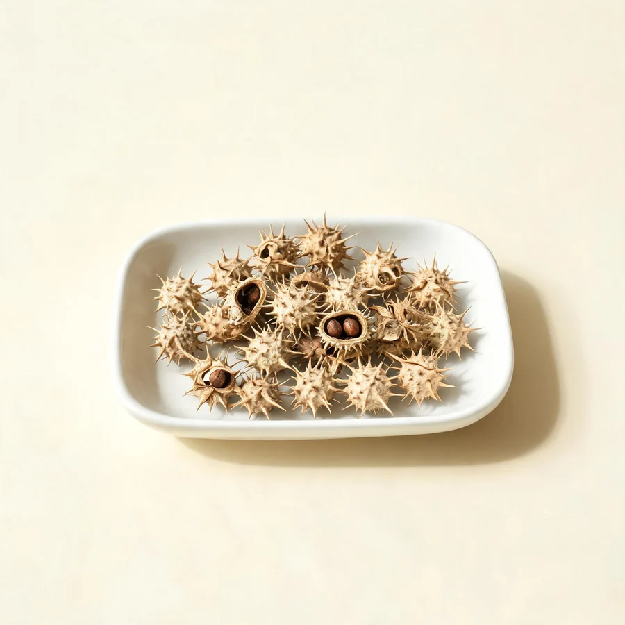 Dried Ji Li fruit arranged in a shallow bowl