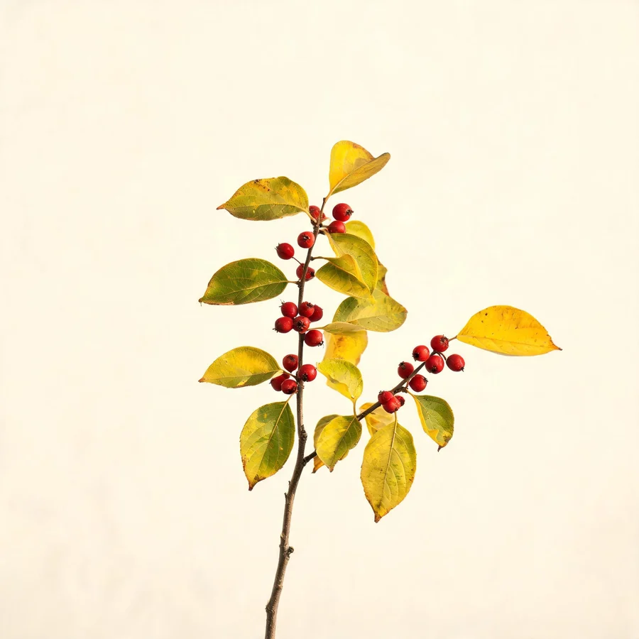 Botanical illustration of Cornus officinalis in flower, showing its leaves and flowering stem