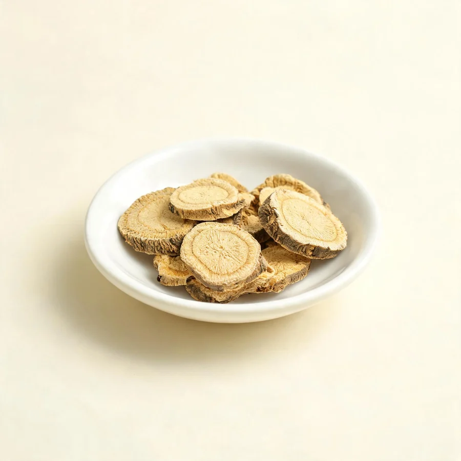 Dried She Gan rhizome arranged in a shallow bowl