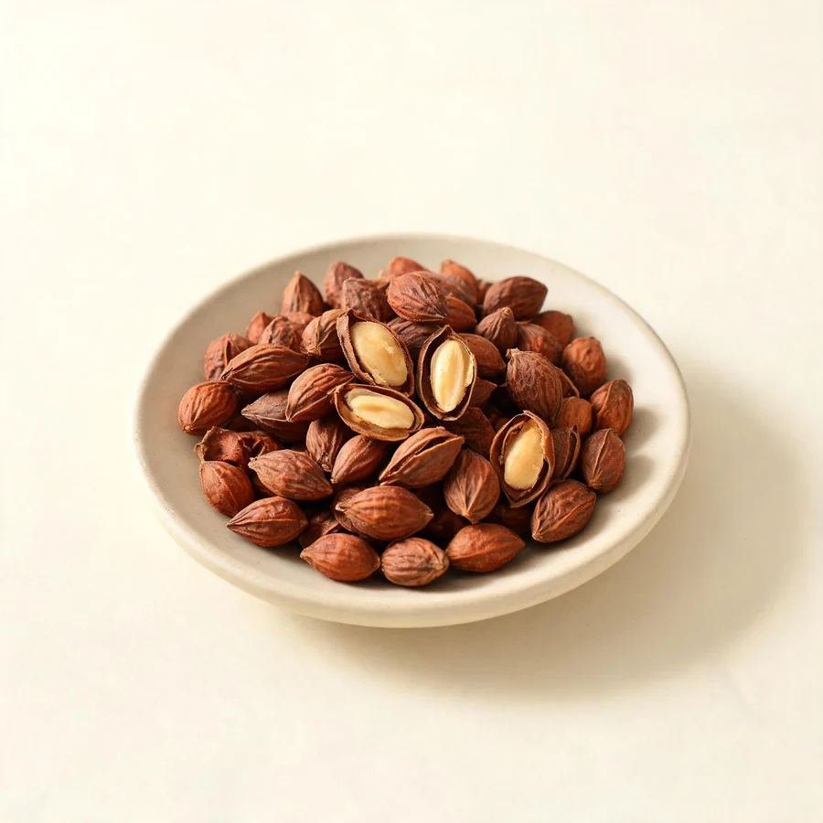 Dried Tao Ren seed kernel arranged in a shallow bowl